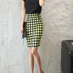Summer Fashion Plus Size Women's Skirt Plaid Skirt New High Waist Pencil Skirt