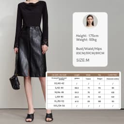 AMII Minimalist PU Leather Skirt For Women 2026 American Retro Knee-Length Skirt Solid Basics Business Women's Clothing 12553014