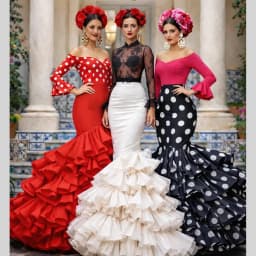 Spanish Flamenco Polka Dot Skirt Women High Waist Ruffle Tiered Mermaid Maxi Skirt Adult Latin Dance Performance Costume Skirts