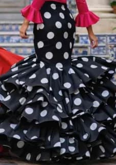 Spanish Flamenco Polka Dot Skirt Women High Waist Ruffle Tiered Mermaid Maxi Skirt Adult Latin Dance Performance Costume Skirts