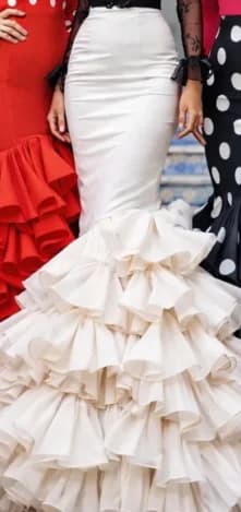 Spanish Flamenco Polka Dot Skirt Women High Waist Ruffle Tiered Mermaid Maxi Skirt Adult Latin Dance Performance Costume Skirts