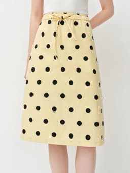 FSLE Polka Dot Print Youthful Straight A-line Skirt Women's Spring 2026 New Retro Elastic Waist Skirt Knee-length Chic Trendy BF