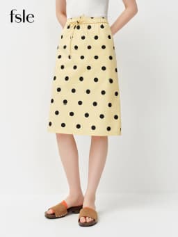 FSLE Polka Dot Print Youthful Straight A-line Skirt Women's Spring 2026 New Retro Elastic Waist Skirt Knee-length Chic Trendy BF