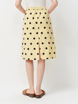 FSLE Polka Dot Print Youthful Straight A-line Skirt Women's Spring 2026 New Retro Elastic Waist Skirt Knee-length Chic Trendy BF