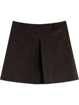 ZIQIAO 2025 Autumn Winter Women Retro Brown PU Leather Box Pleated Skirt - High Waist Midi Length A-Line Skirt for Casual