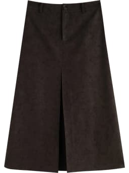ZIQIAO 2025 Autumn Winter Women Retro Brown PU Leather Box Pleated Skirt - High Waist Midi Length A-Line Skirt for Casual
