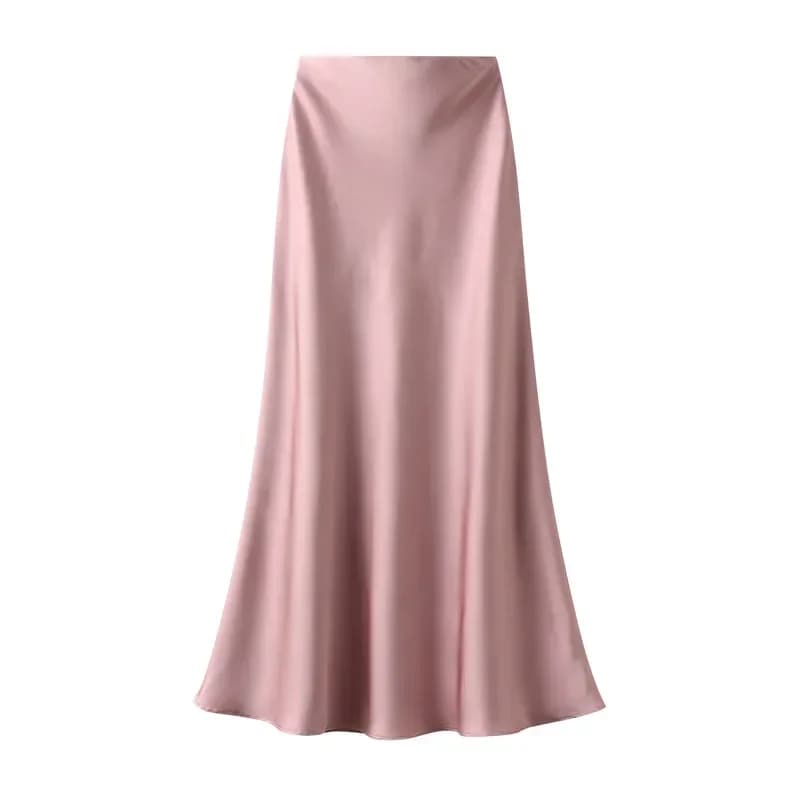 Woman 2025 Satin Skirt Women High Waist Long Skirts for Women Summer Black Midi Skirt Office Elegant Women's Skirts LSK9836