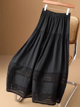 Cotton High Waist Lace French Skirt Women's 2024 Spring and Summer New Korean Style Design Sense Loose Elegant Casual Long Skirt