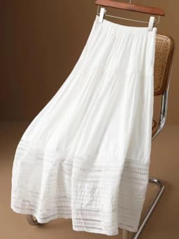 Cotton High Waist Lace French Skirt Women's 2024 Spring and Summer New Korean Style Design Sense Loose Elegant Casual Long Skirt