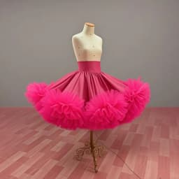 Fuchsia Knee Length Women Satin Skirt With Ruffles Bottom Costumes For Stage Show Skirts For Photoshoots