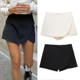 MUJER 2025 Asymmetric Skort For Women Pink Black Mini Skirt Shorts Woman Fashion High Waist Short Skirts Summer Casual Shorts