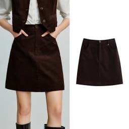 TOYOUTH Women's Midi Skirt 2026 Autumn New Retro Corduroy Elastic Waist Pure Cotton A Line Mini Skirt