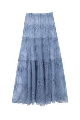 Mueyeruho 2026 Spring Summer Women Sexy Maxi Lace Skirts Solid High Waist Flare Long Skirt For Women