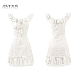 Korean Sweet Lace Short Dress Women College Style Elegant Spring Summer New A-line Dresses Sexy Design White Casual Y2K Clothing
