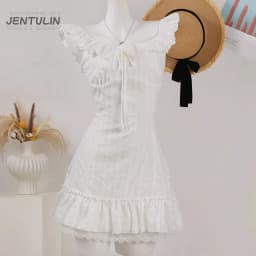 Korean Sweet Lace Short Dress Women College Style Elegant Spring Summer New A-line Dresses Sexy Design White Casual Y2K Clothing