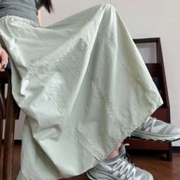 Harajuku Loose Parachute Skirts Women Vintage Streetwear Drawstring Long Skirt Female Summer Elastic Waist Solid Maxi Skirts