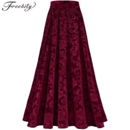 Women Elegant Skirts Retro Vintage Flower Print Elastic Waistband High Waist Skirt for Wedding Party Ball Banquet Mid Skirt