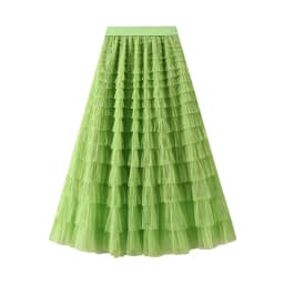 New Arrival 2025 Tulle Cake Long Skirt Women Spring Summer Ruffle Pleated A-Line Chic Skirt Ladies Sweet Black White Tutu Skirts