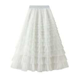 New Arrival 2025 Tulle Cake Long Skirt Women Spring Summer Ruffle Pleated A-Line Chic Skirt Ladies Sweet Black White Tutu Skirts