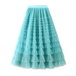 New Arrival 2025 Tulle Cake Long Skirt Women Spring Summer Ruffle Pleated A-Line Chic Skirt Ladies Sweet Black White Tutu Skirts