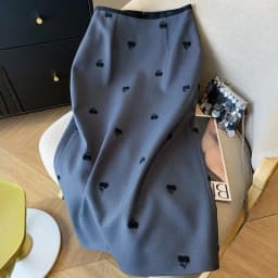 Autumn New Sweet Cherry Print Women's Midi Skirt Korean Office Lady High Waist Slim Temperament Slit Straight Suit Skirt 533P