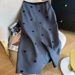Autumn New Sweet Cherry Print Women's Midi Skirt Korean Office Lady High Waist Slim Temperament Slit Straight Suit Skirt 533P