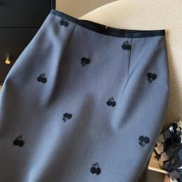 Autumn New Sweet Cherry Print Women's Midi Skirt Korean Office Lady High Waist Slim Temperament Slit Straight Suit Skirt 533P
