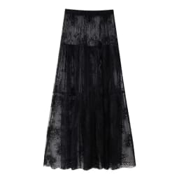 Black Lace Mesh Skirt Women's High Waist Midi Skirt Tulle Long Skirt Women's Translucent Party Women's Sexy Skirt 2024