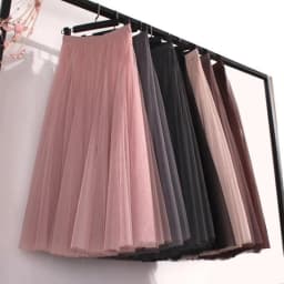 Spring Autumn Summer Holiday Beach Women Long Midi Skirt Fashion Ladies Elastic High Waist Tulle Mesh Pleated Tutu Skirt