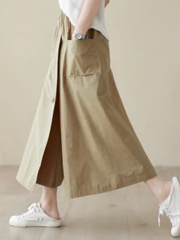 High Waist A-Line Midi Skirt Cotton Linen Women's Workwear Style Drawstring Pleated Skirt Commute Style Pure Color Skirt