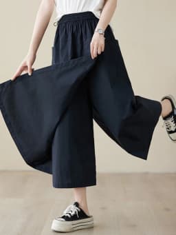 High Waist A-Line Midi Skirt Cotton Linen Women's Workwear Style Drawstring Pleated Skirt Commute Style Pure Color Skirt