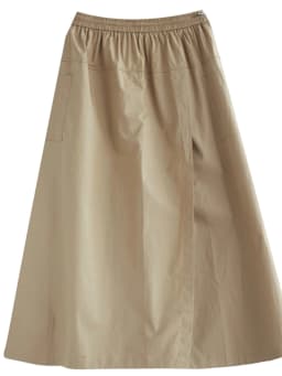 High Waist A-Line Midi Skirt Cotton Linen Women's Workwear Style Drawstring Pleated Skirt Commute Style Pure Color Skirt