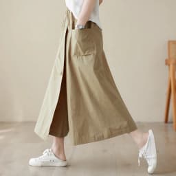 High Waist A-Line Midi Skirt Cotton Linen Women's Workwear Style Drawstring Pleated Skirt Commute Style Pure Color Skirt
