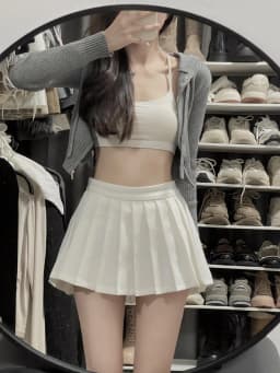 Slimming A-Line Skirt High Waist Anti-Light Folding Design Polyester Fiber Commuter Style Girls Short Skirt