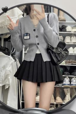 Slimming A-Line Skirt High Waist Anti-Light Folding Design Polyester Fiber Commuter Style Girls Short Skirt