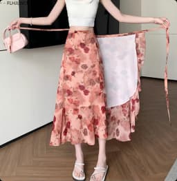 2025 Chic Korea Clothes Summer Women Cute Sweet GIrl Floral Robe Holiday Date High Waist Retro Vintage One-Piece Lace-Up Skirts