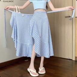 2025 Chic Korea Clothes Summer Women Cute Sweet GIrl Floral Robe Holiday Date High Waist Retro Vintage One-Piece Lace-Up Skirts