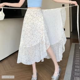 2025 Chic Korea Clothes Summer Women Cute Sweet GIrl Floral Robe Holiday Date High Waist Retro Vintage One-Piece Lace-Up Skirts