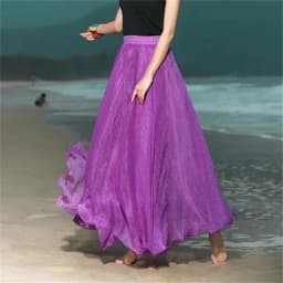 Women Skirts New 2026 Summer Elastic waist Elegant Seaside Holiday Skirt Bohemian Long Skirt Big Skirt Chiffon Beach Skirt Femme