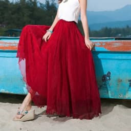 Women Skirts New 2026 Summer Elastic waist Elegant Seaside Holiday Skirt Bohemian Long Skirt Big Skirt Chiffon Beach Skirt Femme