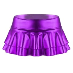 DPOIS Women Shiny Metallic Pleated Mini Skirt Adult Low Rise Elastic Skirts Ruffled Dance Costume Rave Carnival Festival Clothes