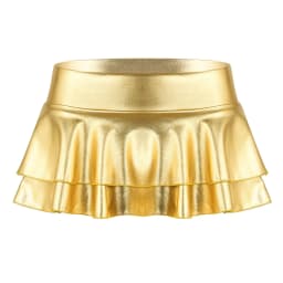 DPOIS Women Shiny Metallic Pleated Mini Skirt Adult Low Rise Elastic Skirts Ruffled Dance Costume Rave Carnival Festival Clothes