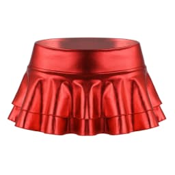 DPOIS Women Shiny Metallic Pleated Mini Skirt Adult Low Rise Elastic Skirts Ruffled Dance Costume Rave Carnival Festival Clothes