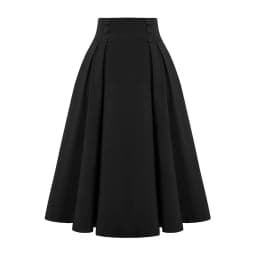 Fashion Women Skirt Elastic High Waist A-Line Midi Skirt Contrast Color Plaid Print Large Hem Mid-Calf Length Skirt