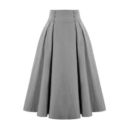 Fashion Women Skirt Elastic High Waist A-Line Midi Skirt Contrast Color Plaid Print Large Hem Mid-Calf Length Skirt