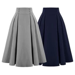 Fashion Women Skirt Elastic High Waist A-Line Midi Skirt Contrast Color Plaid Print Large Hem Mid-Calf Length Skirt
