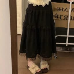 Japanese Sweet Midi Skirt Women Lace Patchwork Ruffle Autumn Winter Cake Skirts Cute High Waist All Match Loose Casual Skirt New