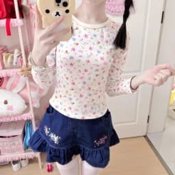 Japanese Kawaii Lolita Style Denim Skirt Women Sweet Cute Cartoon Embroidery A Line Pleated Skirt Y2k Aesthetic Party Mini Skirt