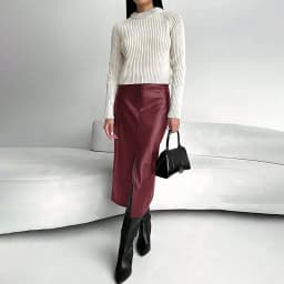 High Waist Leather Skirt for Women Front Slit Long Office Lady Slim Fit Elegant Spring Autumn Ropa De Mujer