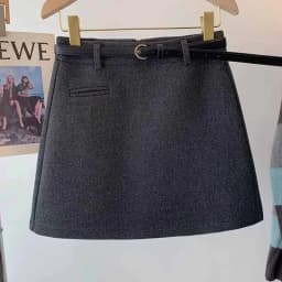 Korean Fashion Office Lady Mini Skirts Elegant Zipper High Waist with Belt Woolen Skirts Female Autumn Winter Thick Short Skirt
